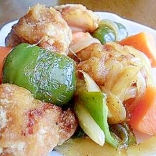 鶏からあげと野菜の甘酢炒め